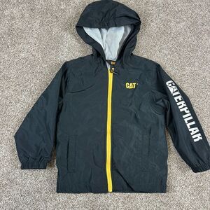 Caterpillar Toddler 4T Black Light Weight Full Zip Mesh Lined Hood Jacket Trucks